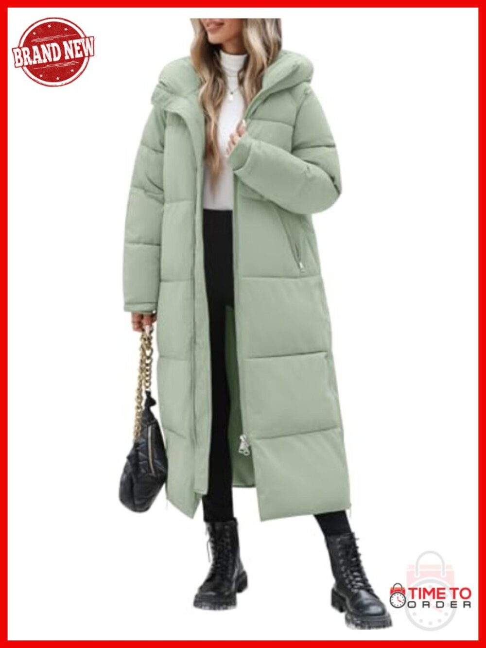 Women's Long Puffer Coat Quilted Hooded Jacket Maxi Parka Warm Winter Outerwear